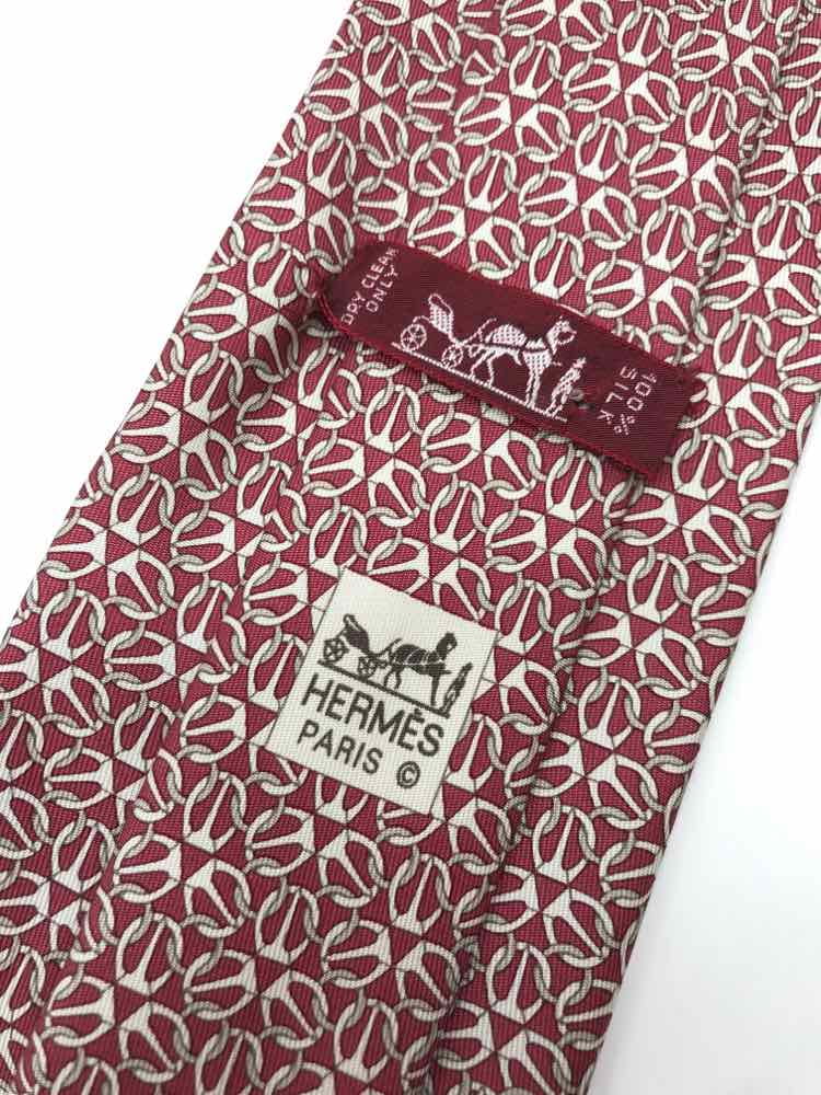 Pre-Owned Hermes Ruby Silk Printed Men's Tie