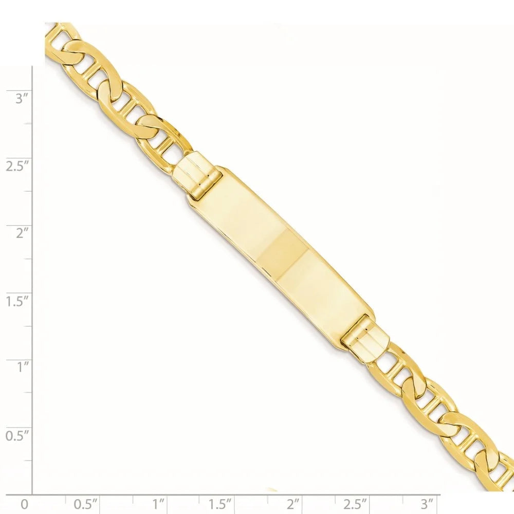 Auriga Fine Jewelry 14K Yellow Gold Anchor Link Id Bracelet 8 inch for Girls
