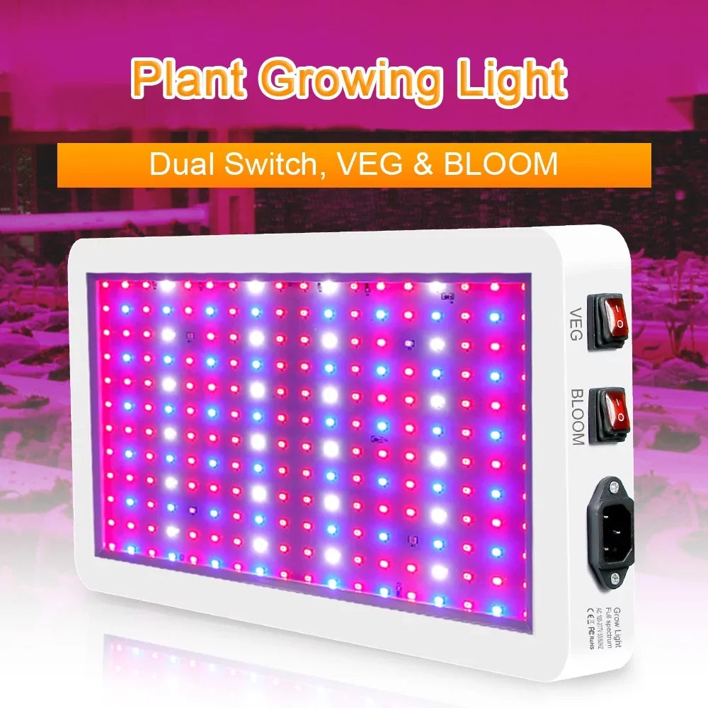 Anself 2000W Full Spectrum LED Grow Light - 312 LEDs with Veg/Bloom Dual Switch - IP65 Waterproof Indoor Plant Growing Lamp - Ideal for Seedlings, Petals Greenhouse Use