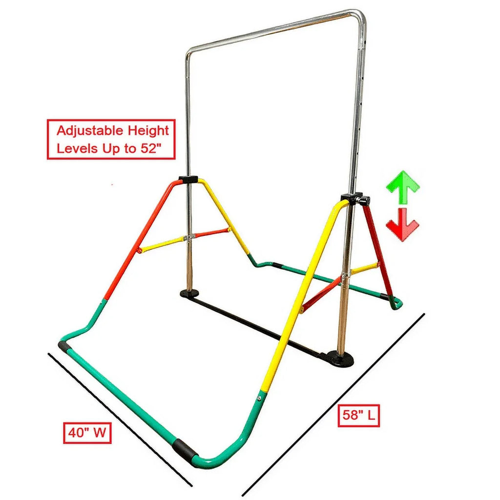 Balançoire Adjustable Kids Gymnastics Bar - Home Training Monkey Bar, Folding & Expandable Ruby