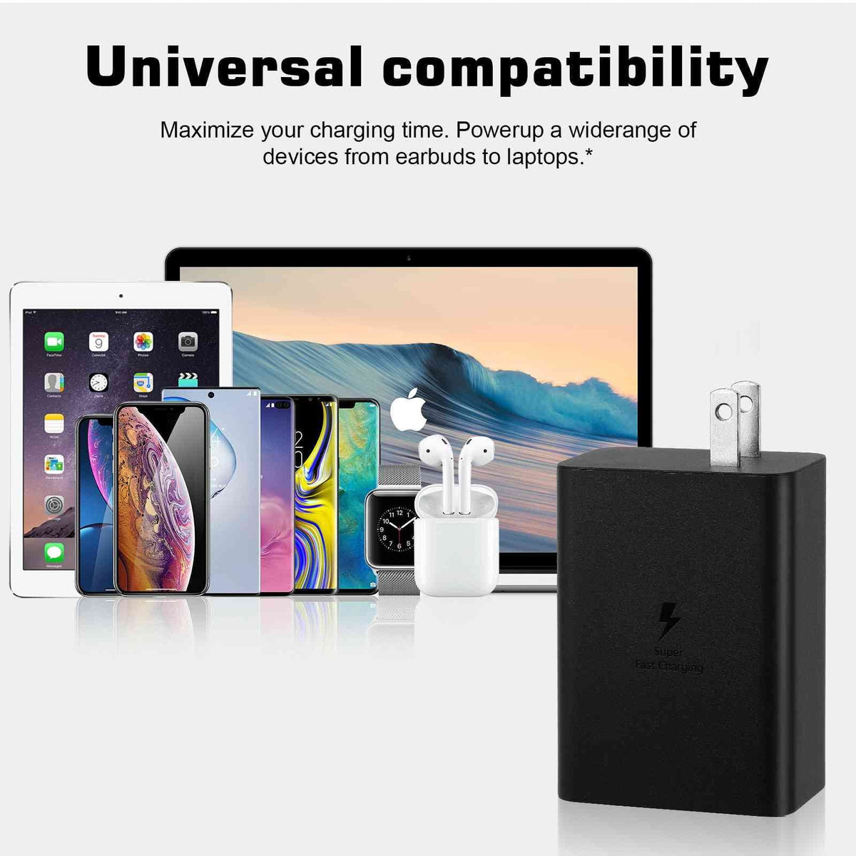 65W Fast Travel Charger with 3 Ports - USB & Dual USB-C - High-Speed Charging for Xperia Z3v/Z3/Z3 Compact/Z2 Tablet LTE/Z2 Tablet Wi-Fi iPhone, Samsung Galaxy, Laptops, Phones Google Pixel, MacBook