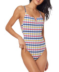 $98 Jessica Simpson Cross-Back V-Wire One-Piece Check it Out Proportion Medium