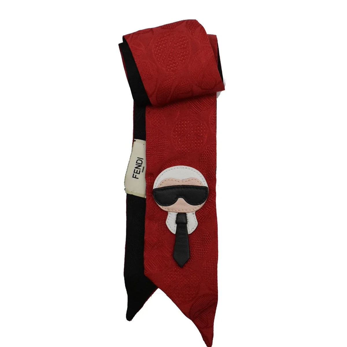 Pre-owned FENDI Karlito Wrappy Silk Scarf Crimson