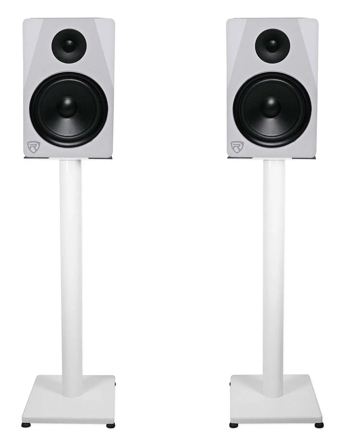 Pair Rockville RS29W 29" Steel Studio Monitor Recording Studio Stands in White