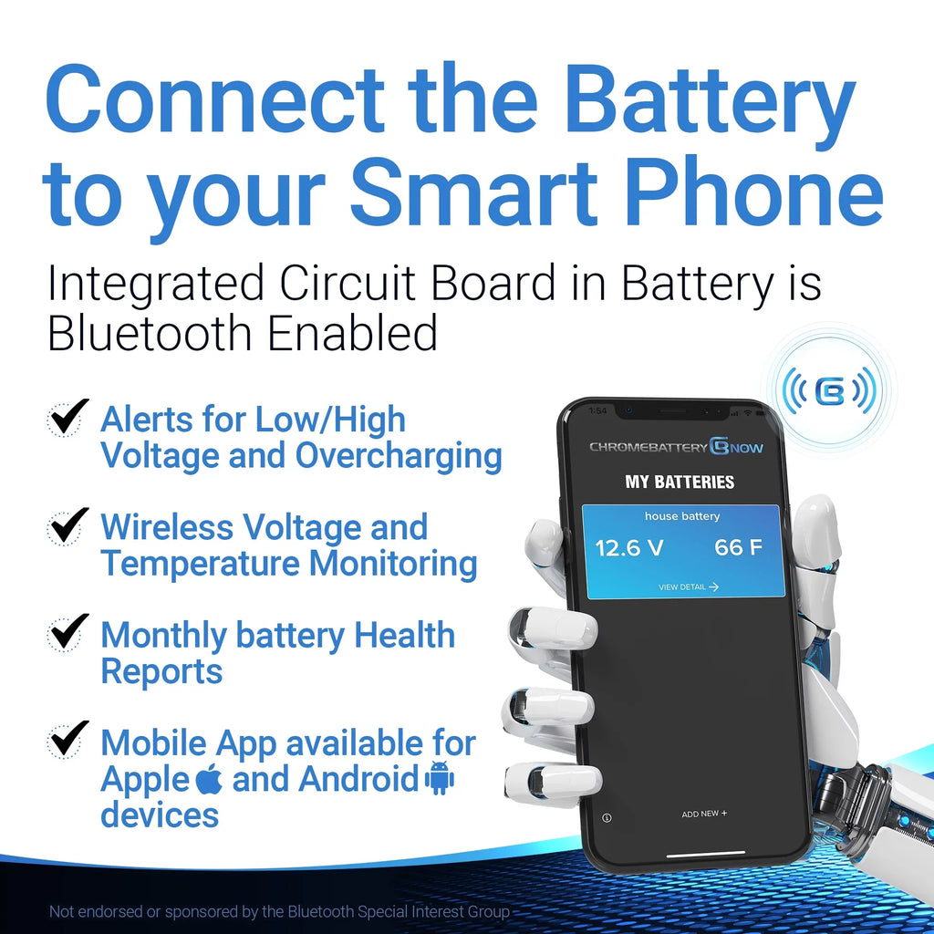 Chrome Battery Now Ytx20hl-bs (20hl-bs 12 Volt,18 Ah, 270 Cca) Intelligent Wireless Smartphone Connectivity AGM Battery for Personal Watercraft - Brp (sea-doo) 900 Spark Years (2014 - 2021)