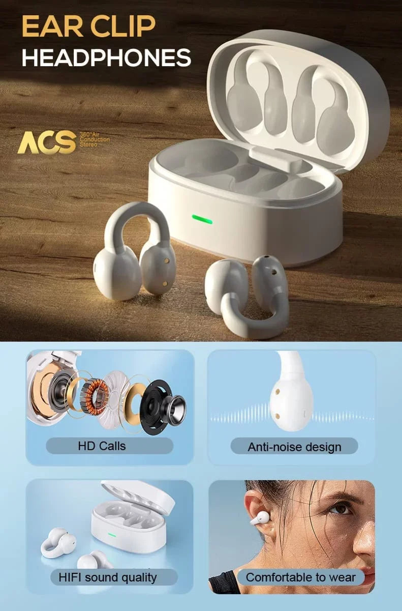 Wireless Ear-Clip TWS Earphones for Samsung Galaxy XCover / XCover6 Pro - Bluetooth Earbuds True Stereo Charging Case Hands-free Mic Headset for Samsung Galaxy XCover / XCover6 Pro