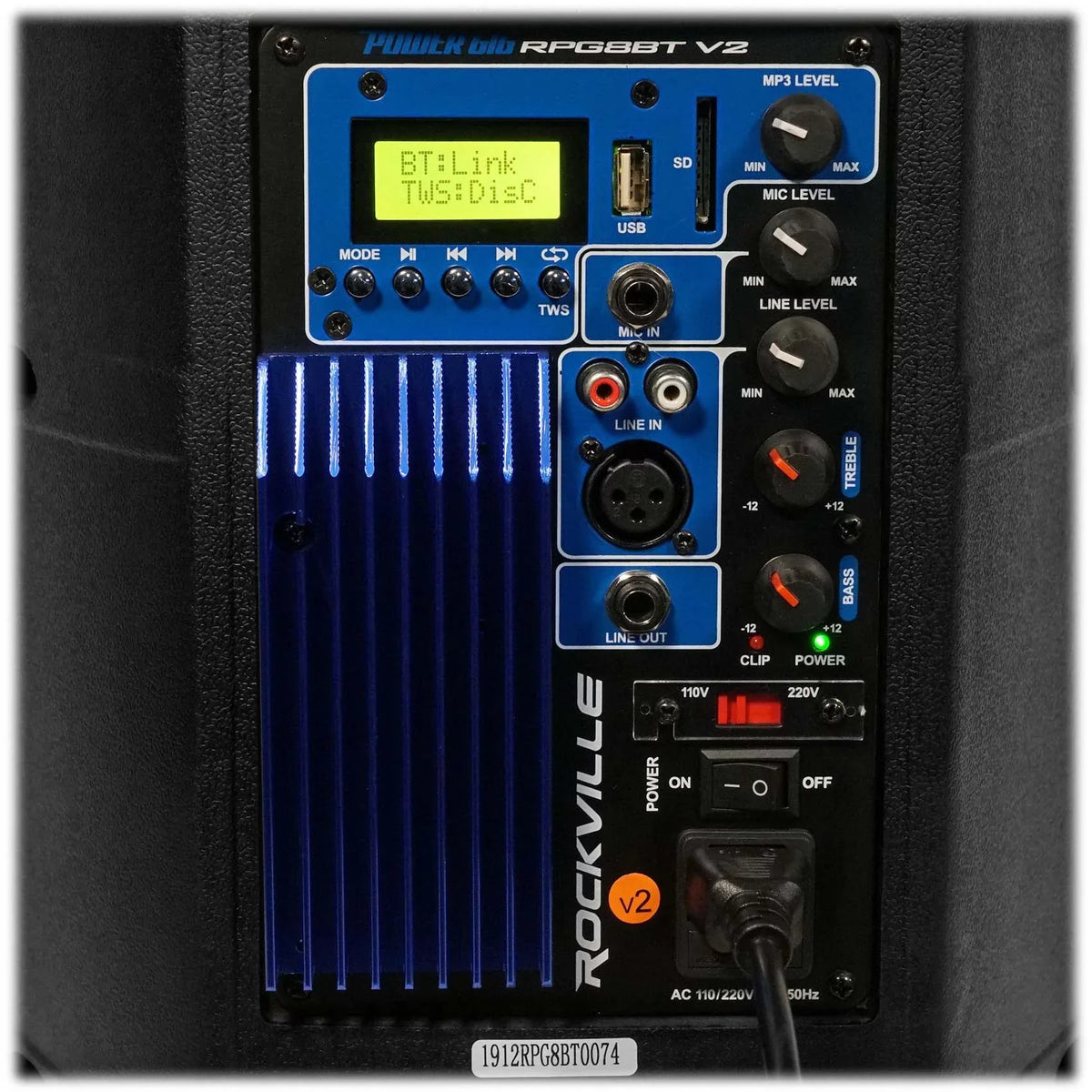 Rockville RPG8BT V2 8 inch Scarlet 400W DJ PA Speaker BlueTooth/Wireless/Remote/EQ