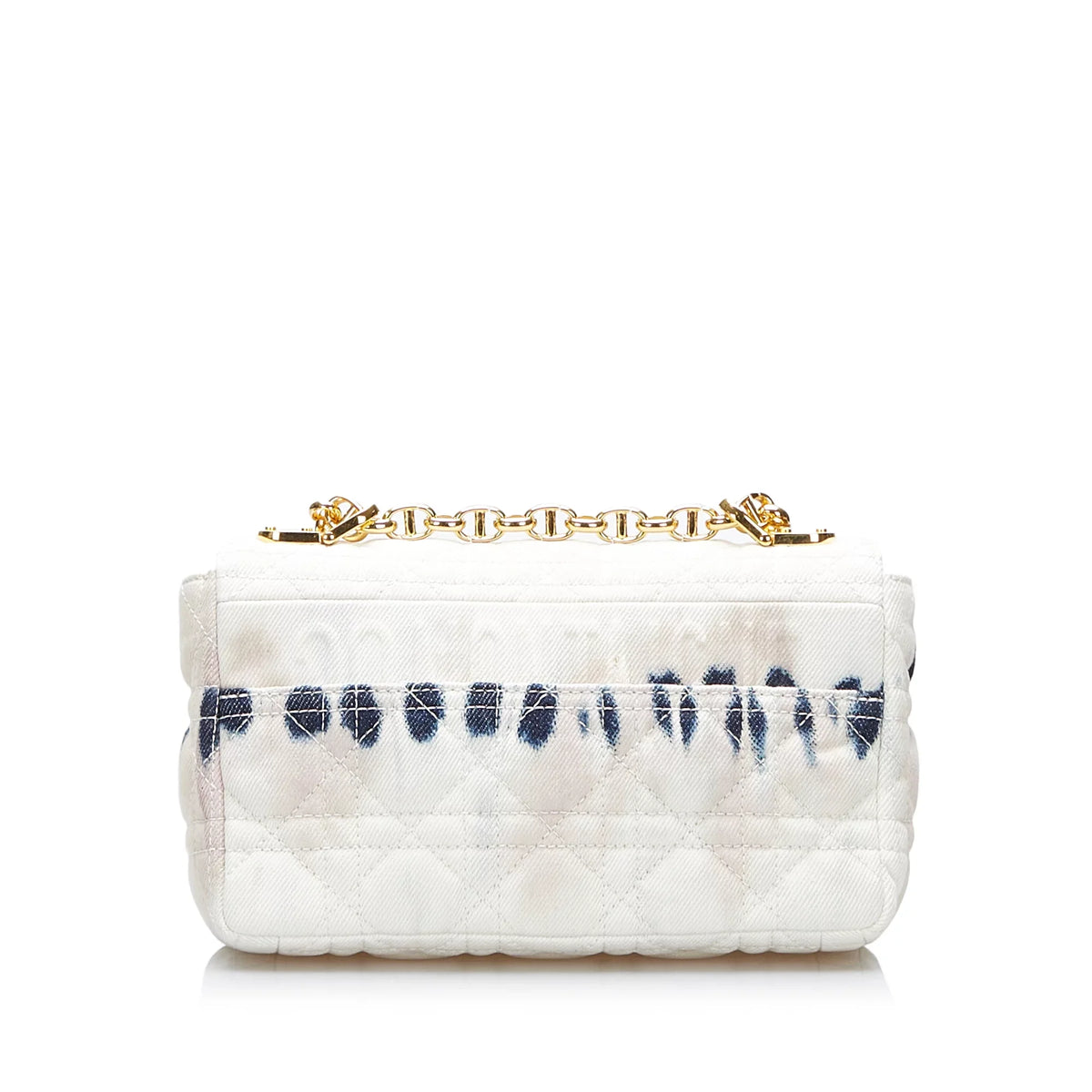 Pre-Owned Authenticated Dior Small Tie Dye Caro Denim Fabric White Crossbody Bag Unisex (Good)