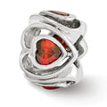 Reflection Beads QRS3328 Sterling Silver Dark Scarlet CZ Heart Bead - Polished