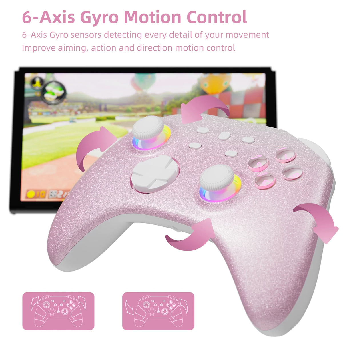 Pokémon Violet Game Disc and Upgraded Switch Pro Controller for Nintendo Switch/OLED/Lite, Wireless Switch Remote for PC/IOS/Android/Steam Blush