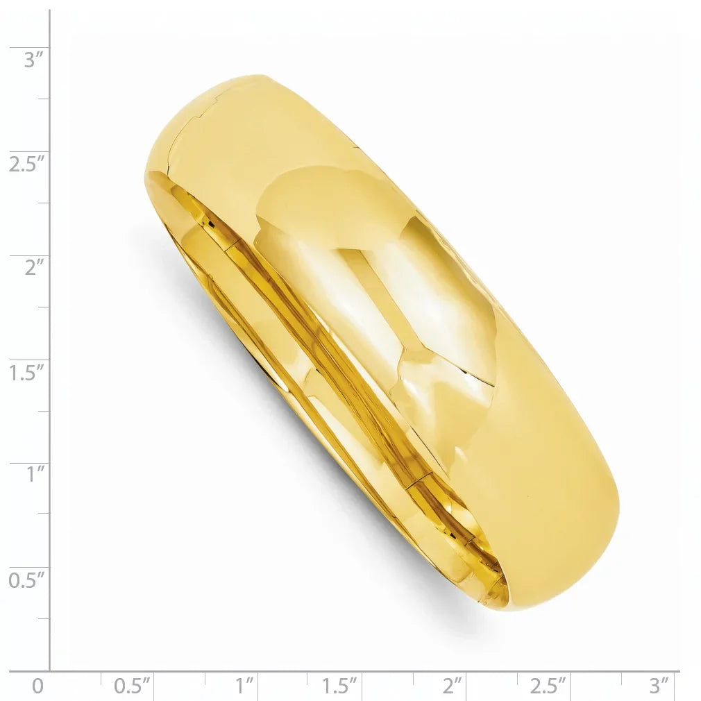 Finest GoldHP11-16O 14K Yellow Gold 0.687 mm Dimensions High Polished Hinged Bangle Bracelet