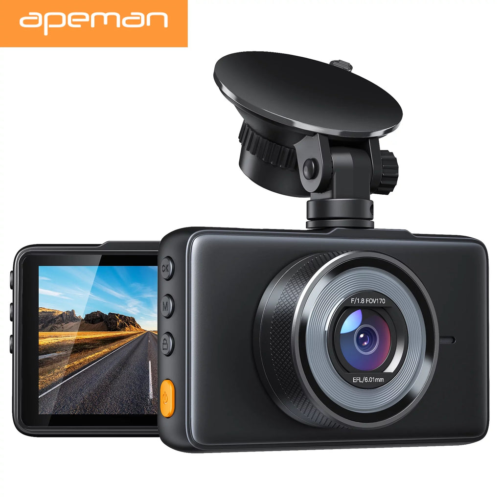 APEMAN C450 Dash Cam 1080P FHD 3" Car Camera 170° Wide Angle Screen, Parking Monitor, Black