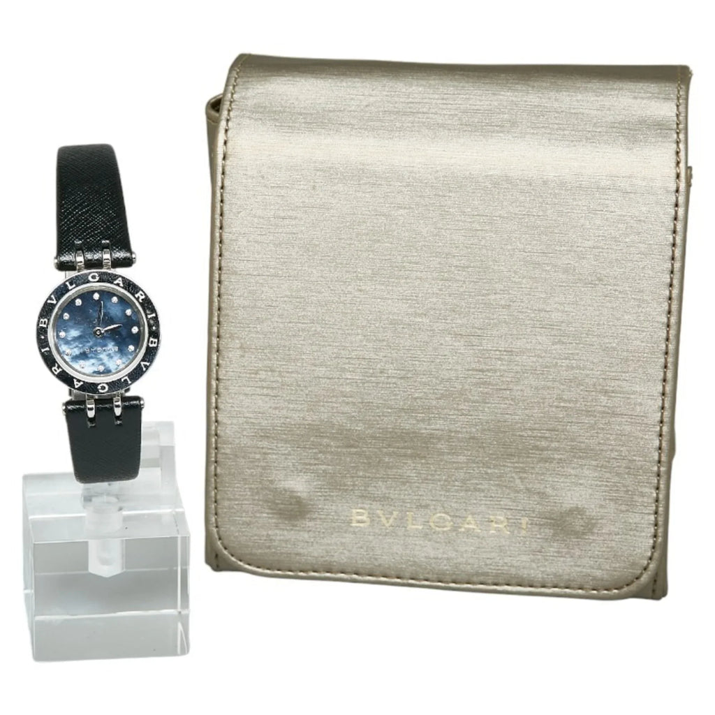 Pre-Owned Bvlgari B Zero One Shell Diamond Watch BZ23S Quartz Navy Dial Stainless Steel Ladies BVLGARI (Good)