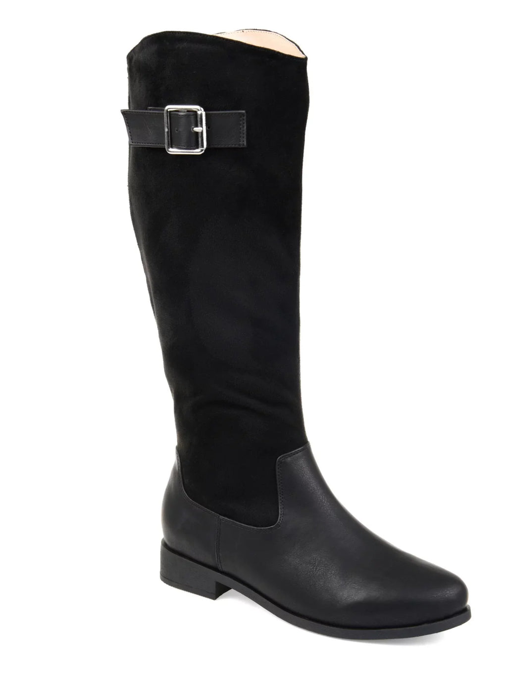 JOURNEE COLLECTION Ladies Black Goring Buckle Accent Comfort Frenchy Almond Toe Block Heel Zip-Up Riding Boot 8.5 WC