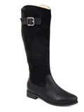 JOURNEE COLLECTION Ladies Black Goring Buckle Accent Comfort Frenchy Almond Toe Block Heel Zip-Up Riding Boot 8.5 WC