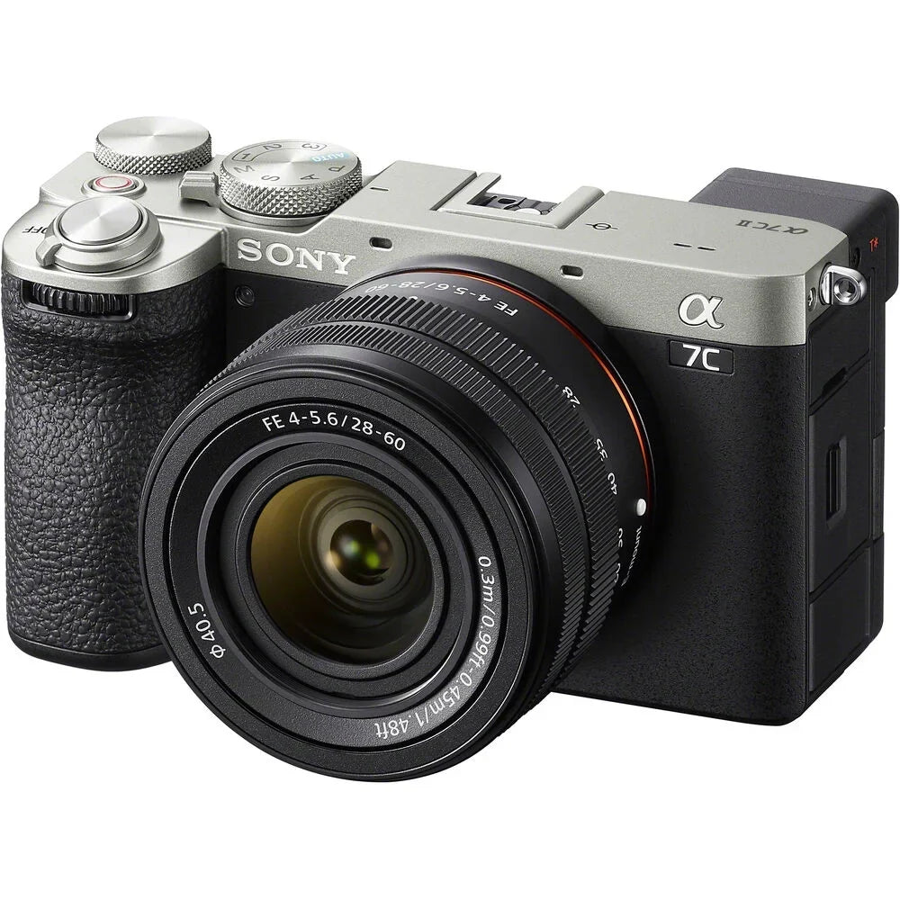 Sony a7C II Full Frame Mirrorless Camera Body with 28-60mm F4-5.6 Lens Silver ILCE-7CM2L/S Bundle with Deco Gear Photography Bag Case + Extra Battery + Charger + Tripod + Software Kit & Accessories
