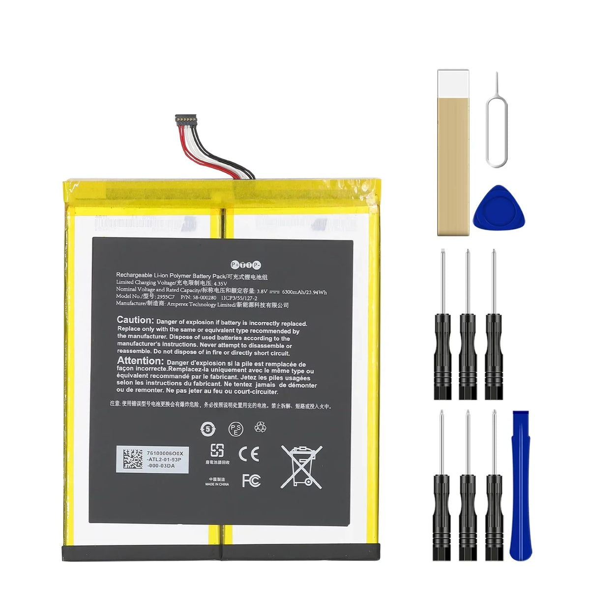 Replacement Battery 2955C7/26S1015 For Amazon Fire HD 10 9th Gen M2V3R5 Release 2019 A2110 Tool