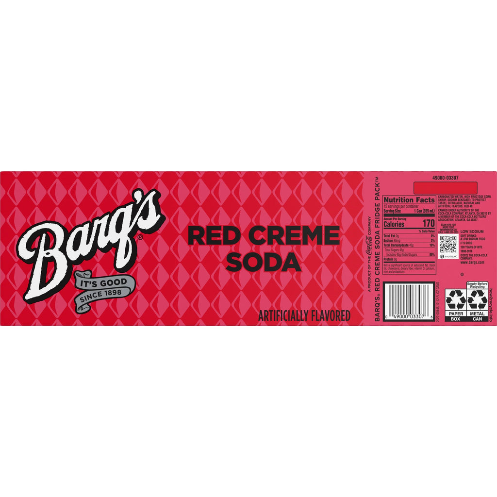 Barq's Burgundy Creme Soda Pop, 12 fl oz, 12 Pack Cans