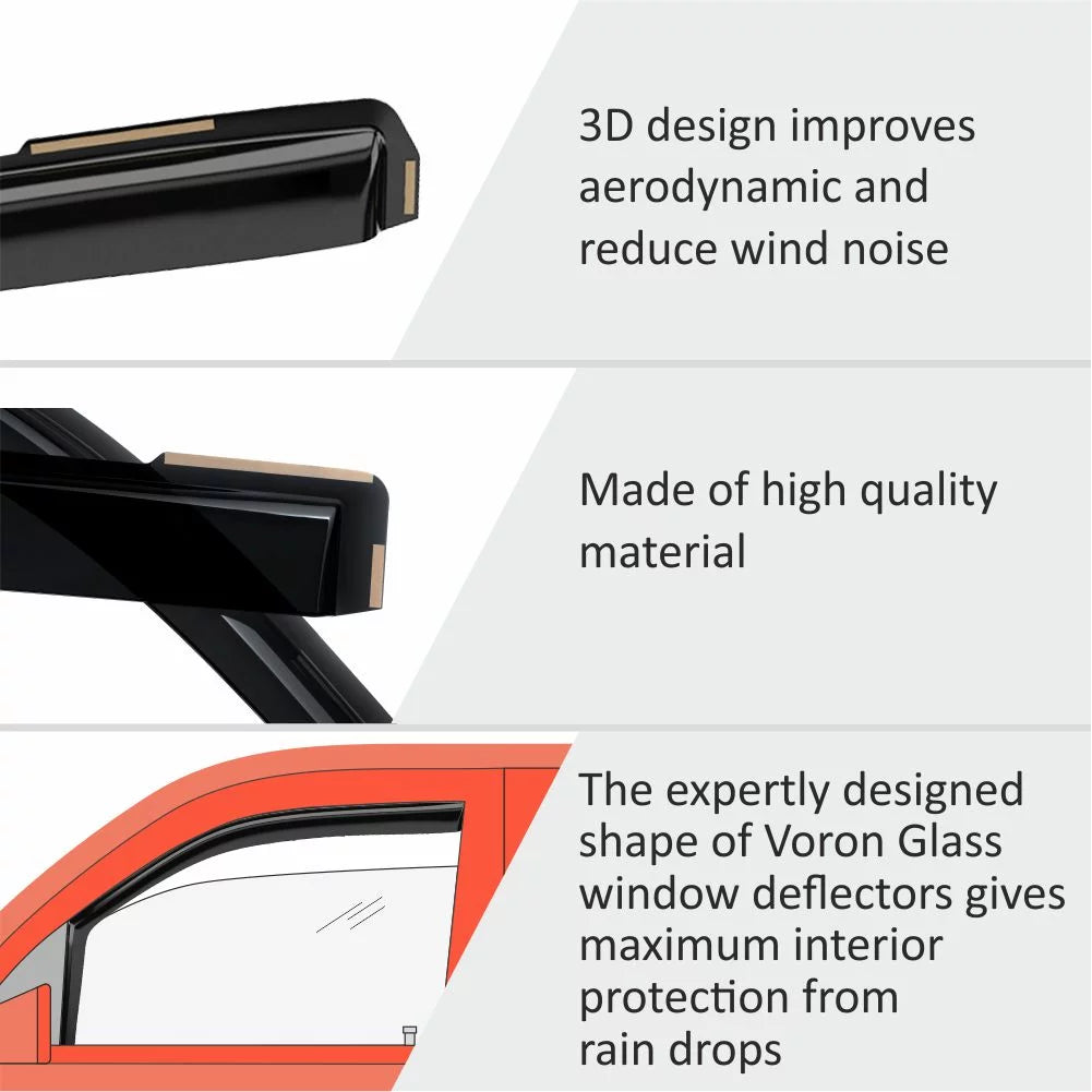 Voron Glass in-Channel Extra Durable Rain Guards for Ford F150 2015-2020 SuperCab (fit for Ford F250-F550 17-23), Window Deflectors, Vent Window Visors, 4 Pieces - 230095