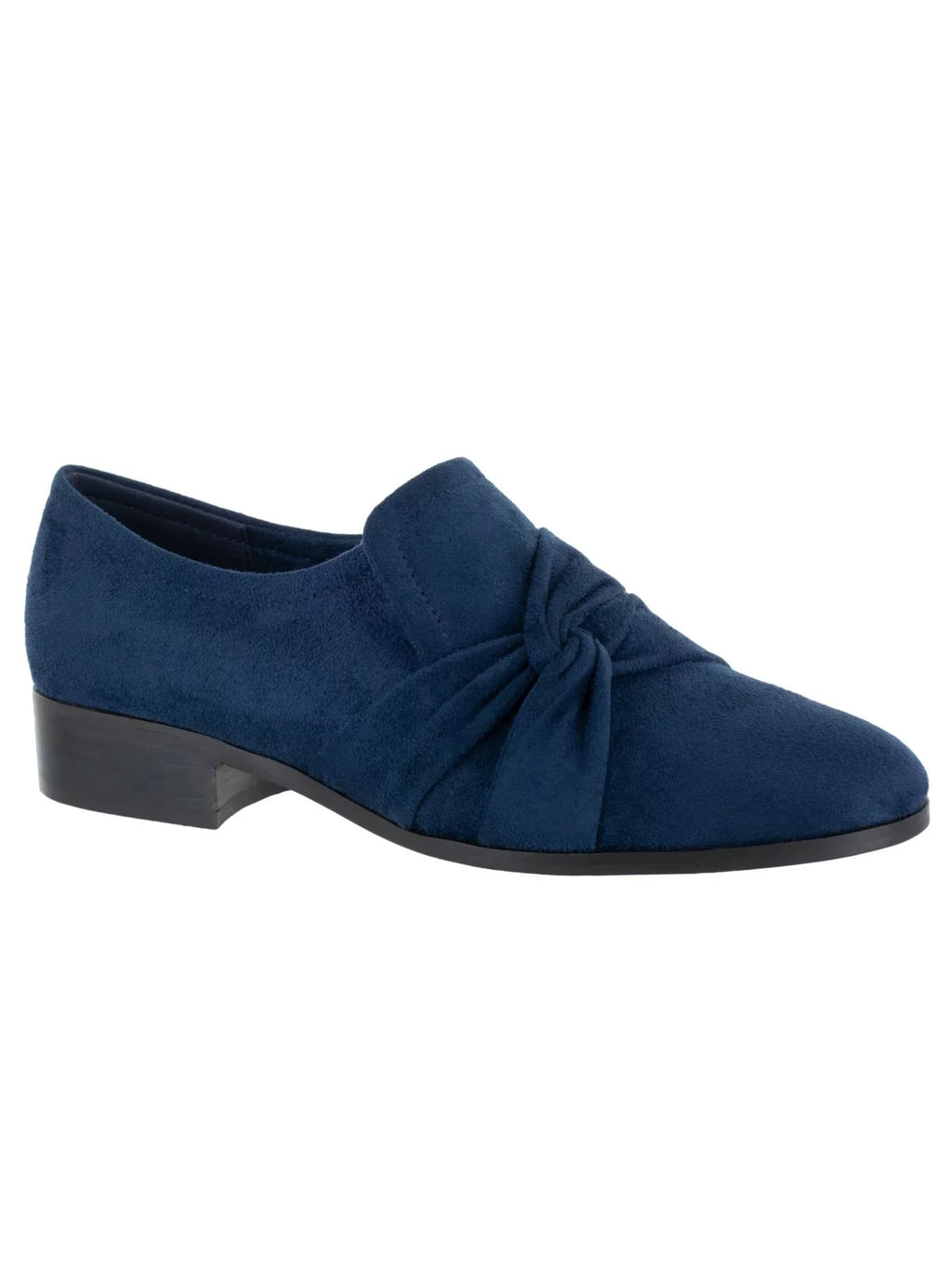 BELLA VITA Female Navy Hidden Gore Padded Ruched Billie Ii Almond Toe Block Heel Slip On Loafers Shoes 12 M