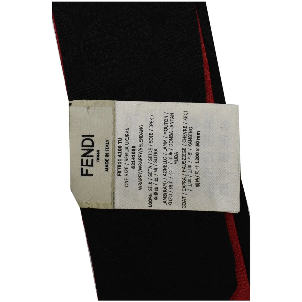 Pre-owned FENDI Karlito Wrappy Silk Scarf Crimson