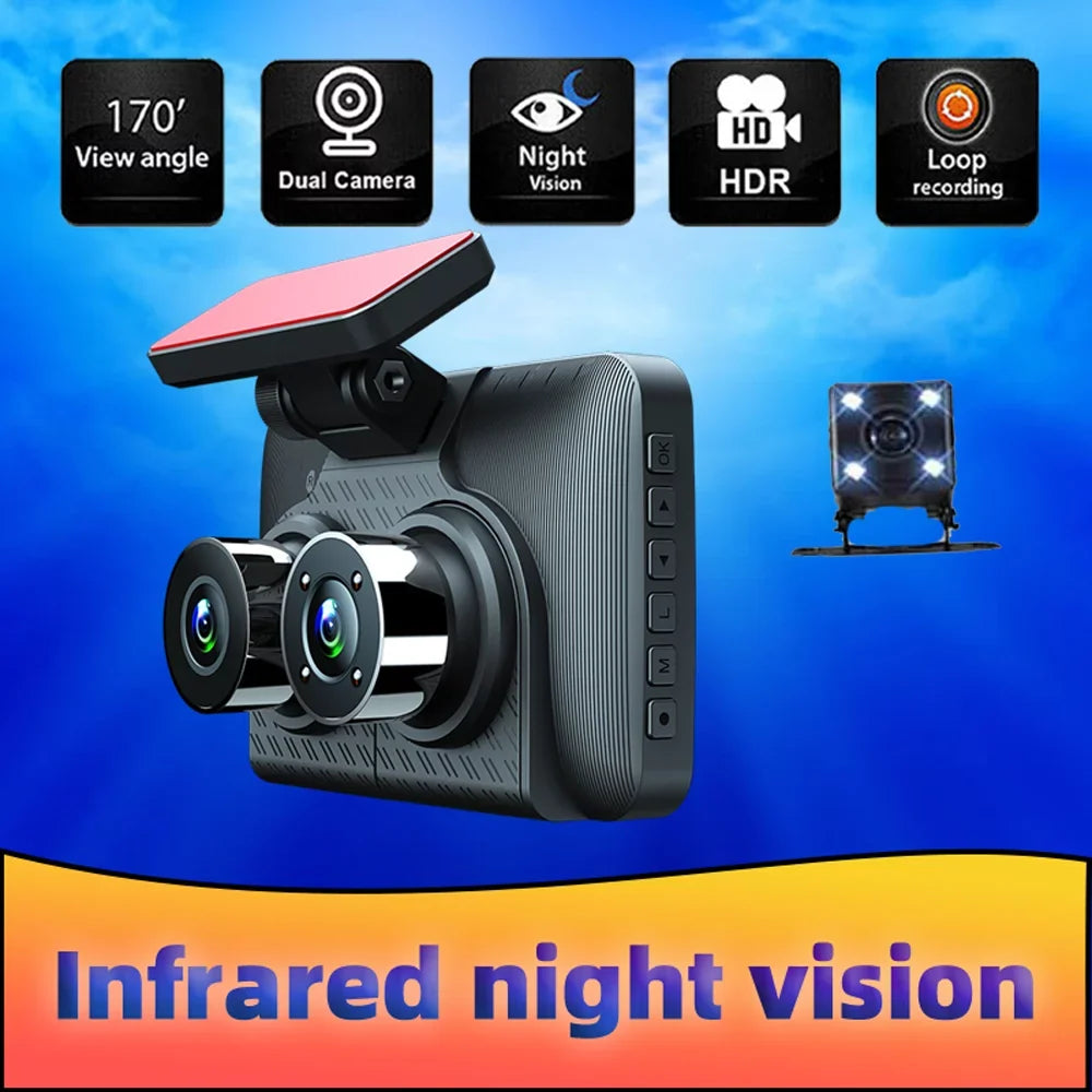 4in Clear Car Rearview Mirror Dash Cam - Triple Camera Setup for Wide Angle Car Video Recording, Auto Safety Driving Recorder