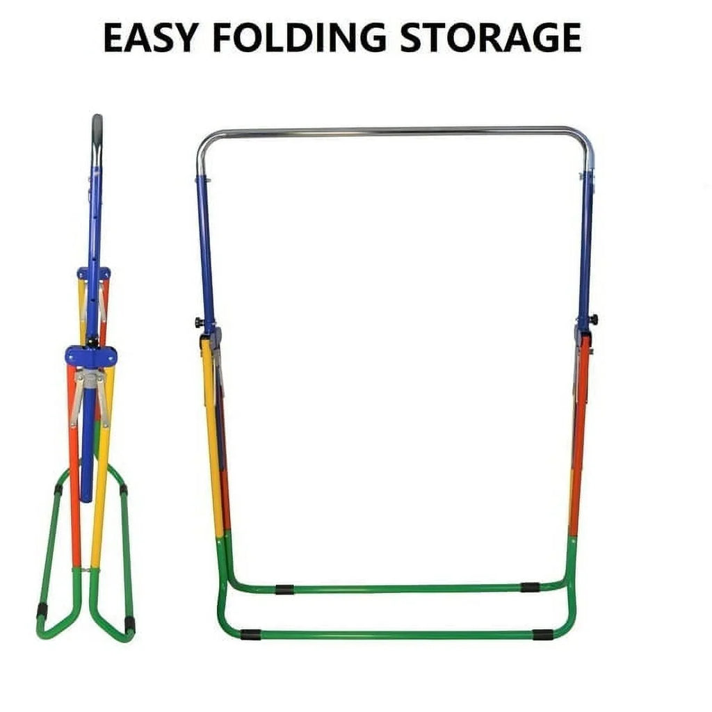 Balançoire Adjustable Kids Gymnastics Bar - Home Training Monkey Bar, Folding & Expandable Ruby