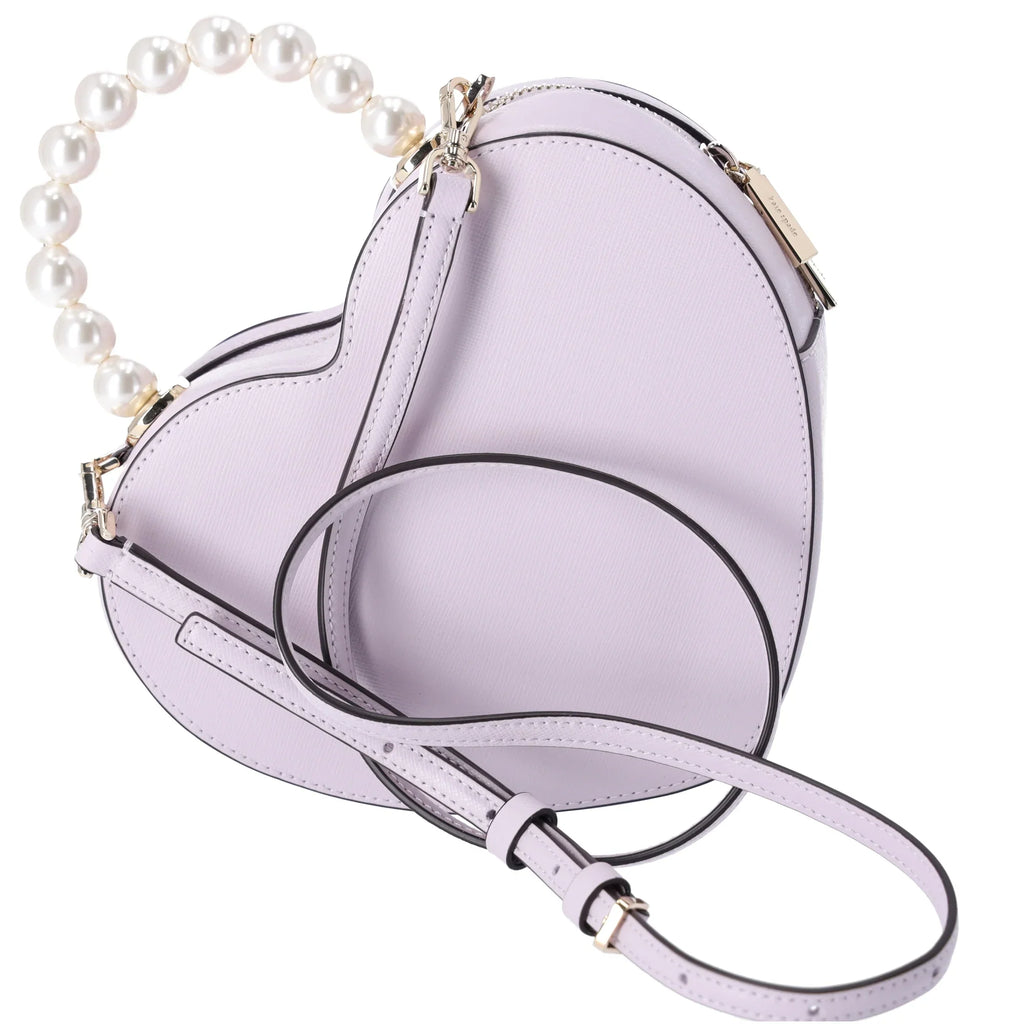 Kate Spade Love Shack Pearl Crossbody Purse Lilac Moonlight Leather Heart KF516