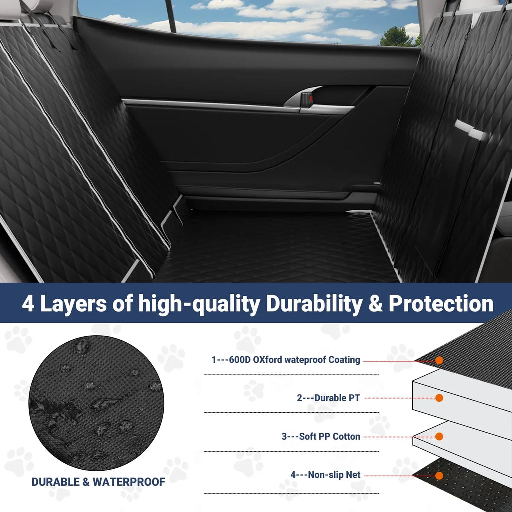 Dog Car Seat Cover for Back Seat, Waterproof Pet Seat Cover 600D Scratch-Proof Dog Seat Cover for Truck, Vehicle SUV, Tesla, Machine Washable,Color Black