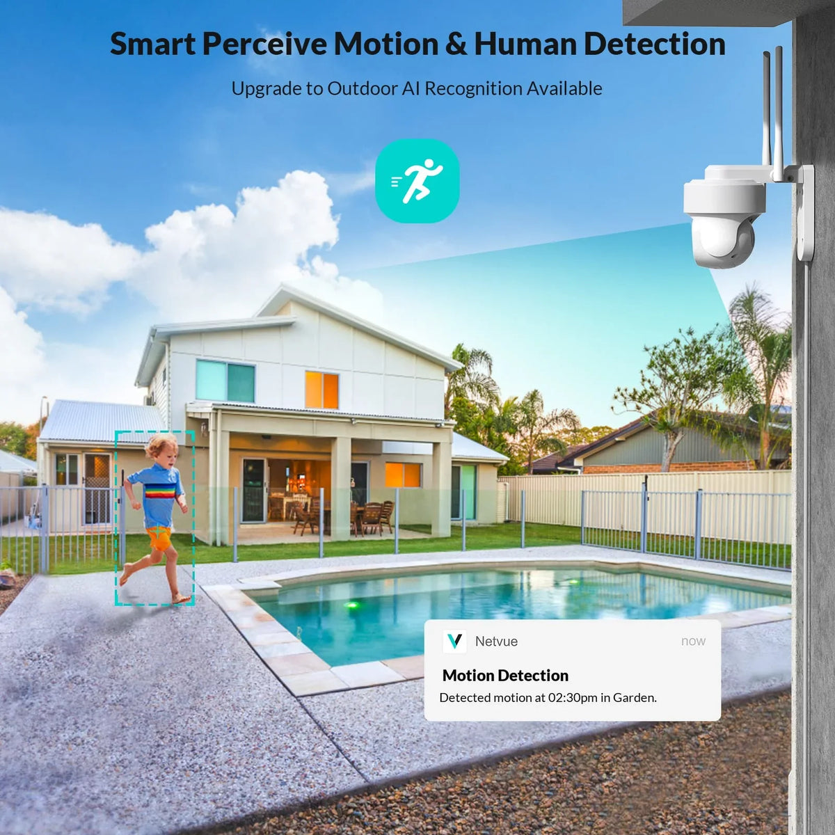 Security Cameras Wireless Wi-fi, Netvue 360° View Home Surveillance Outdoor Cameras, Only 2.4G Wifi