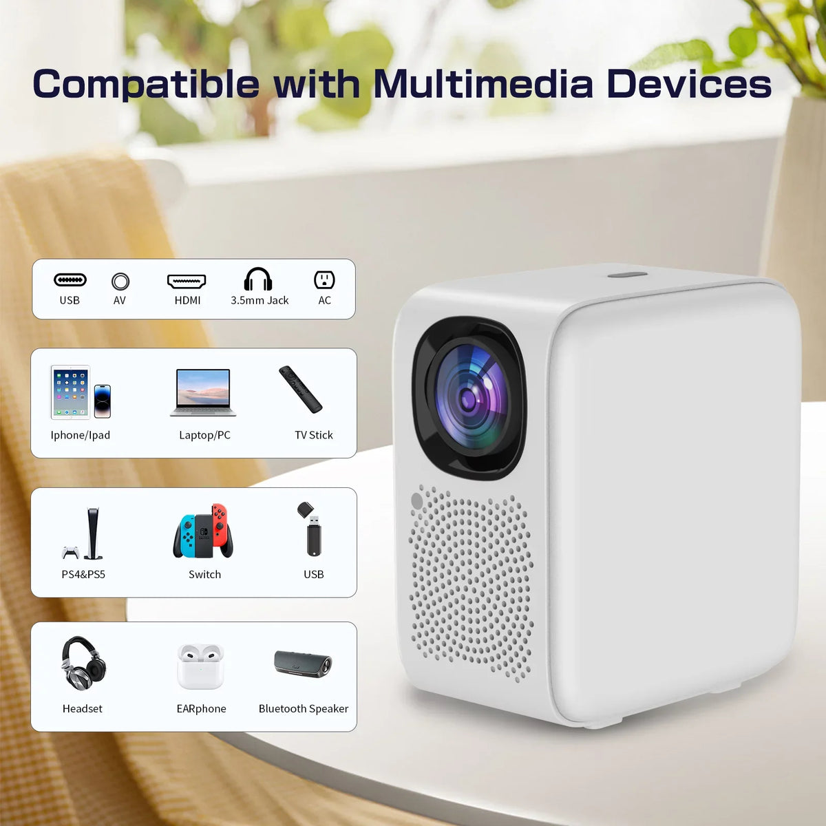 Auto Focus Projector, Native 1080P Projector 4K Supported, 5G WIFI FHD LCD Projector, Two-way Bluetooth 5.2, 1200ANSI Netflix Officially-Licensed Smart Projector, Smart Home Movie Projector