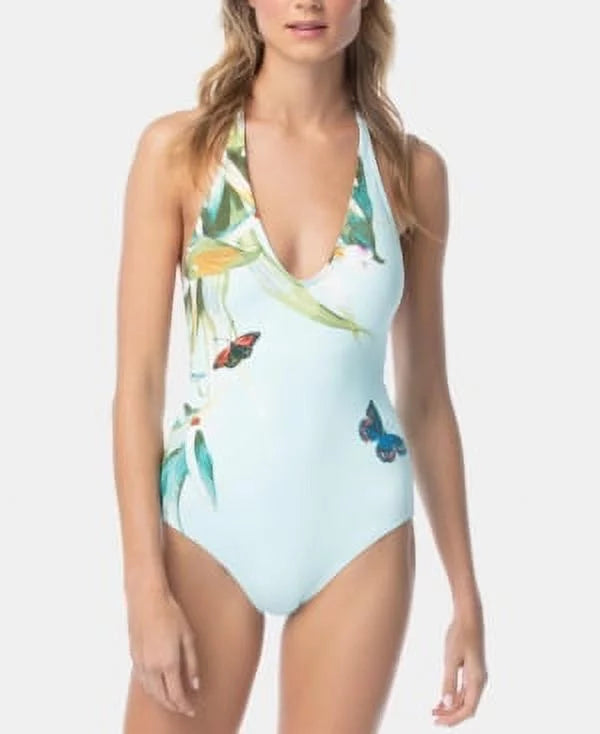 Vince Camuto MIST Garden Paradise Printed Halter One-Piece Swimsuit, US 8