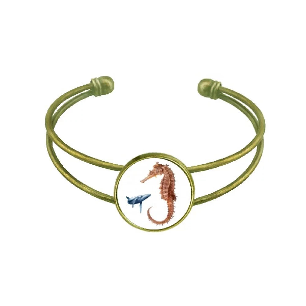 Contrast Fit Hippocampal Whales Bracelet Bangle Retro Open Cuff Jewelry