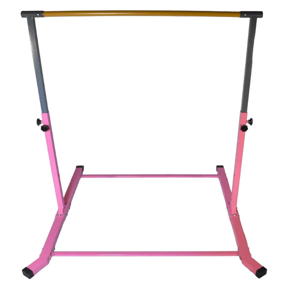 5 Star-TD Blush Gymnastic Kip Bar for Kids, Expandable 3-5 FT, Adjustable Height Horizontal Bar, Heavy Duty Curved Legs, Junior Training Equipment, Home Gymnastics, Strong and Durable