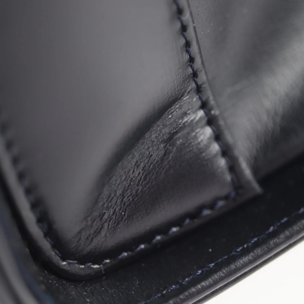 Pre-Owned CARTIER Cartier sapphire line handbag calf dark navy mini bag (Good)