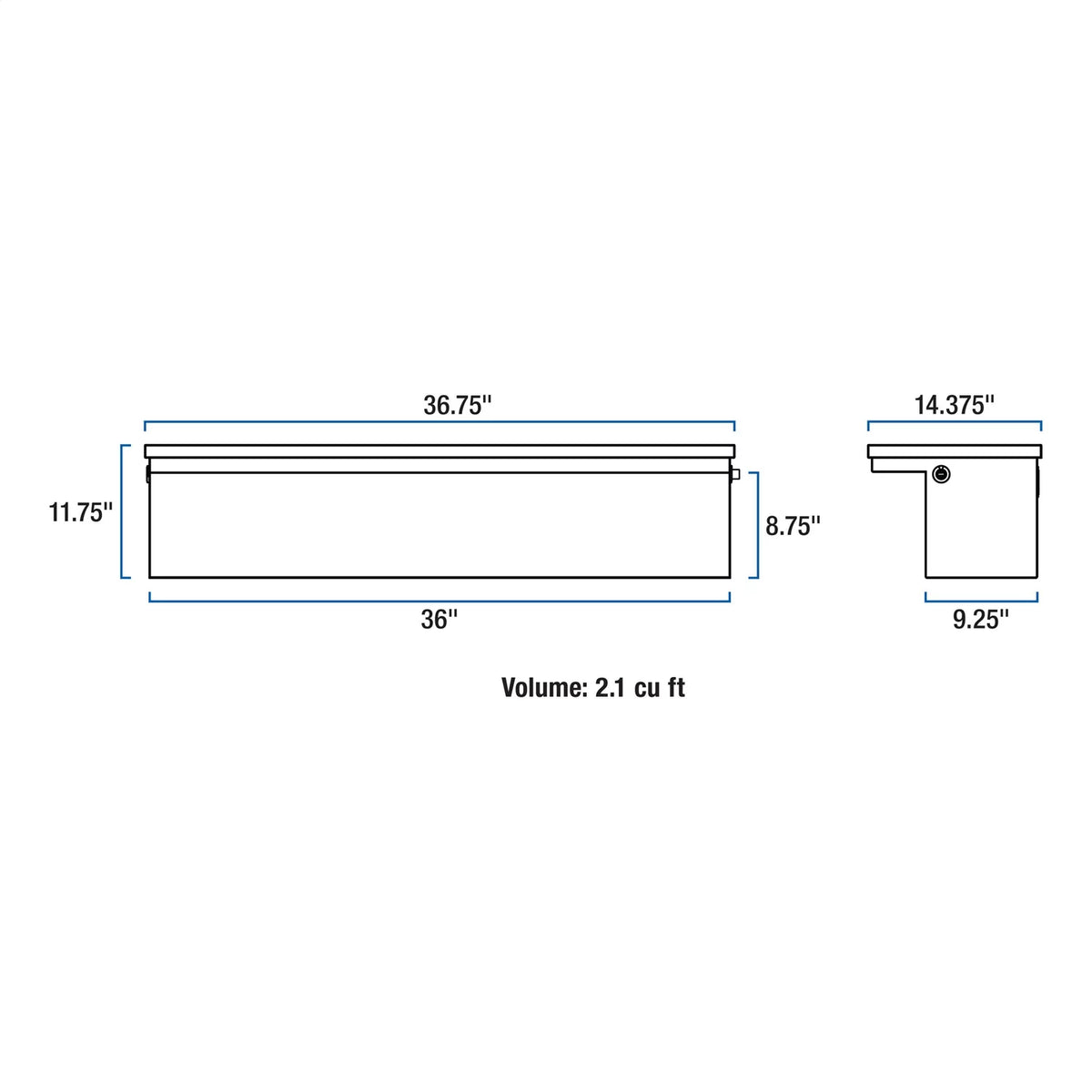 UWS Gloss Black Aluminum 36" Truck Side Tool Box, Low Profile (LTL Shipping)