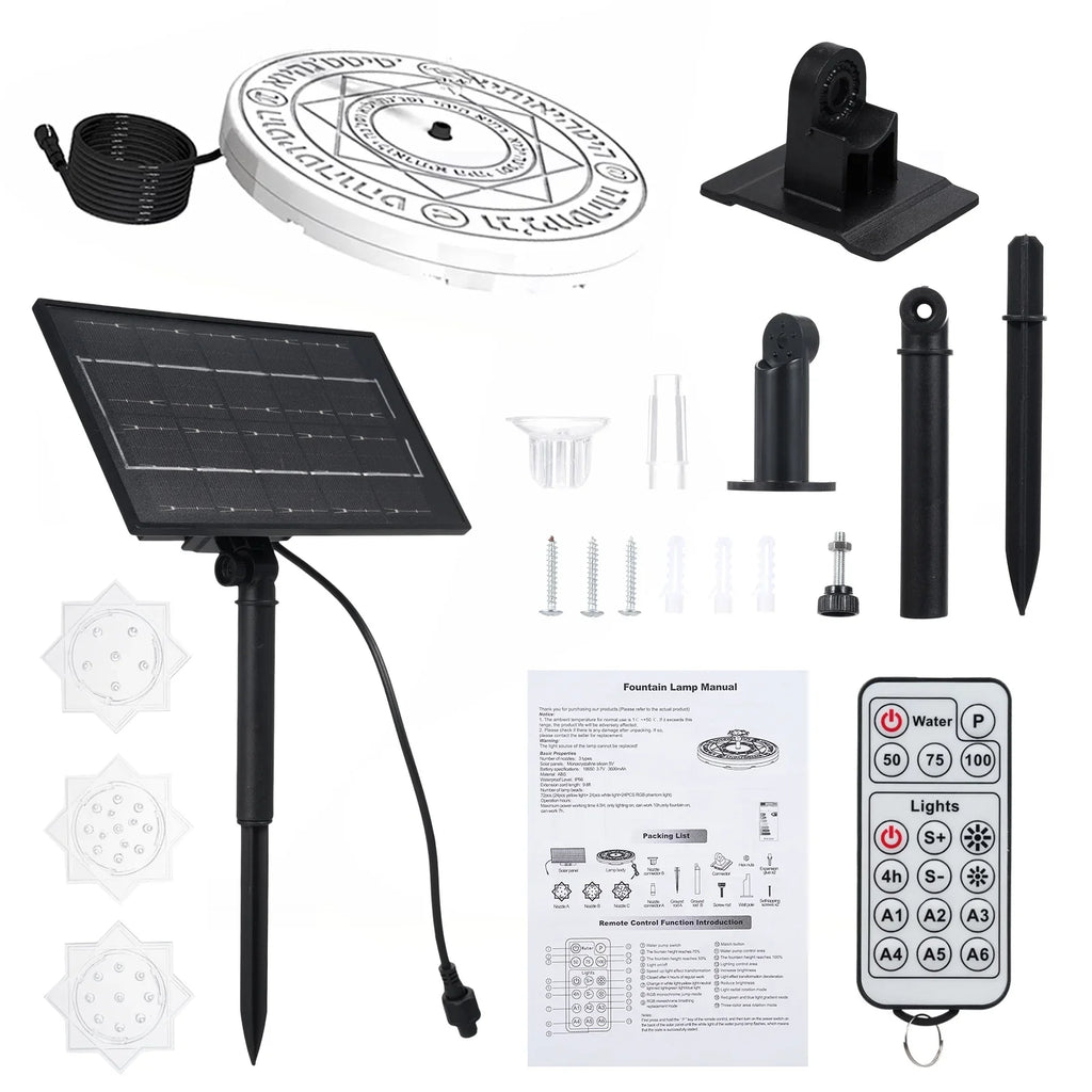 Walmeck Fountain Light, Solar Bath Pond Decoration with Remote Control LED, Outdoor Garden Decor