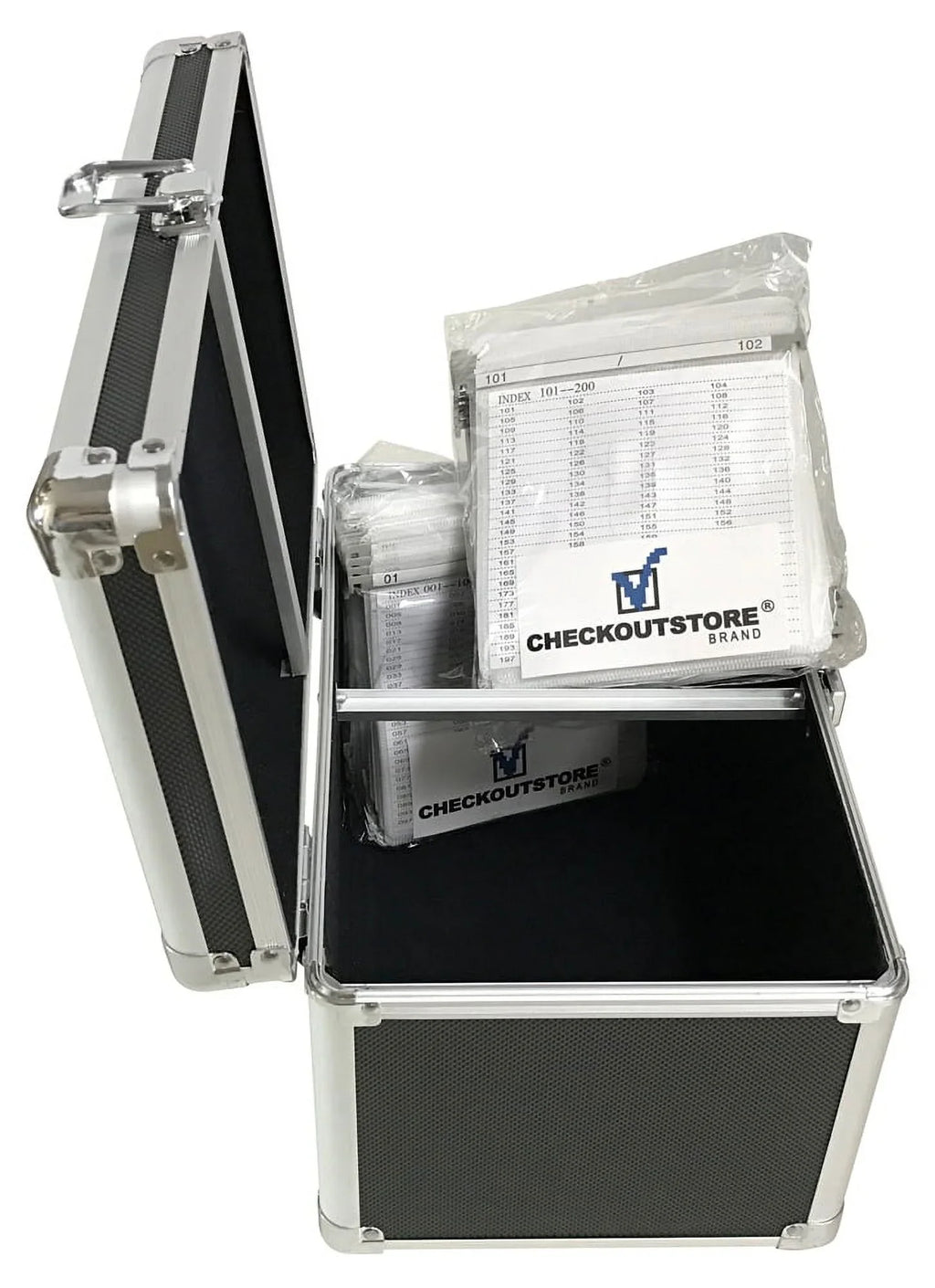 CheckOutStore Black Aluminum CD/DVD Hanging Sleeves Storage Box (Holds 200 Discs)
