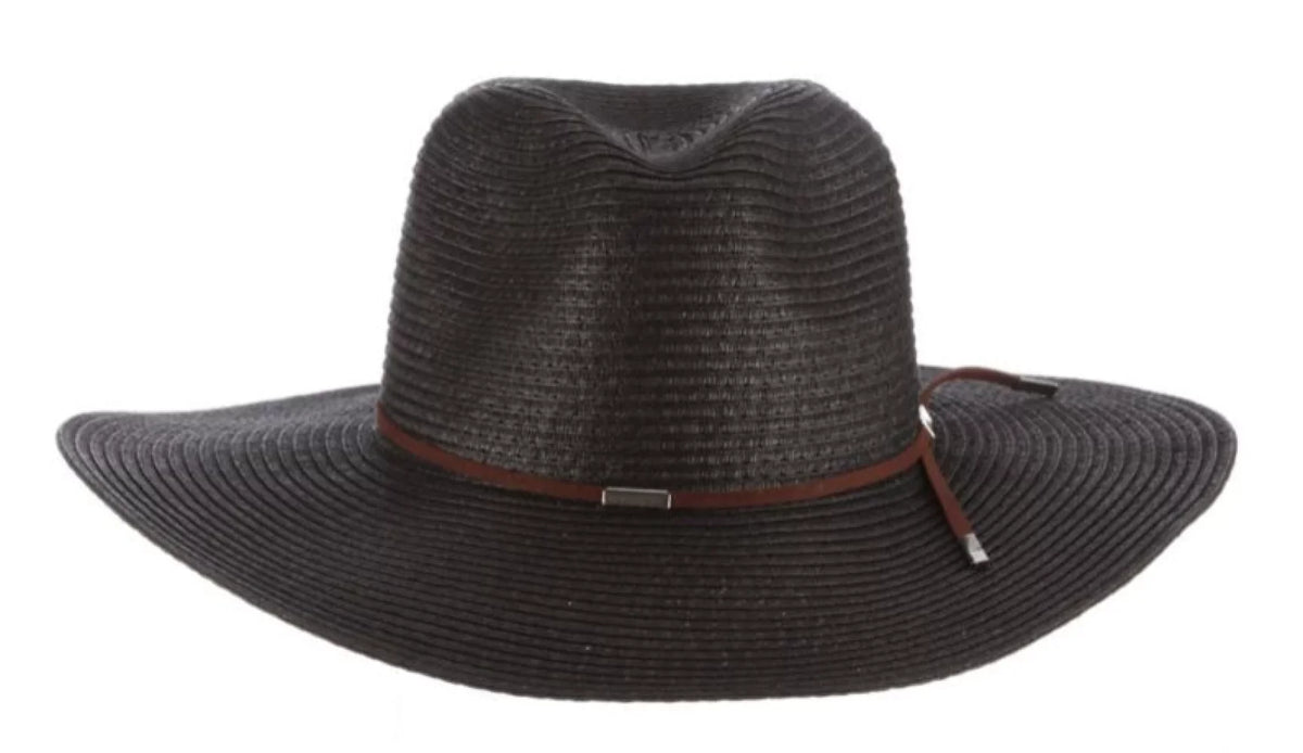 Scala TSCLP249-BLK Braid Safari Hat with Faux Suede Trim- Black. One Dimensions
