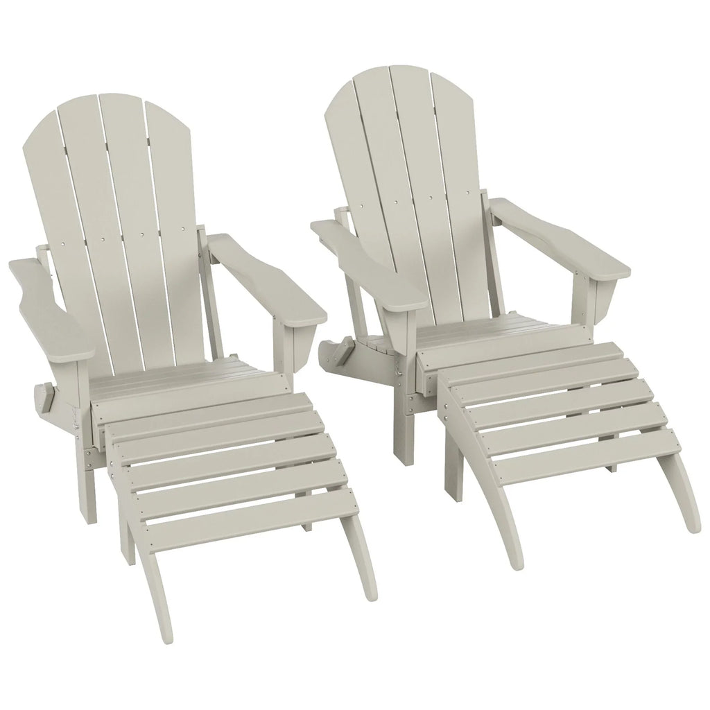 Polytrends Laguna All Weather Poly Outdoor Patio Adirondack Chair Conversation Set - (4-Piece) Sand