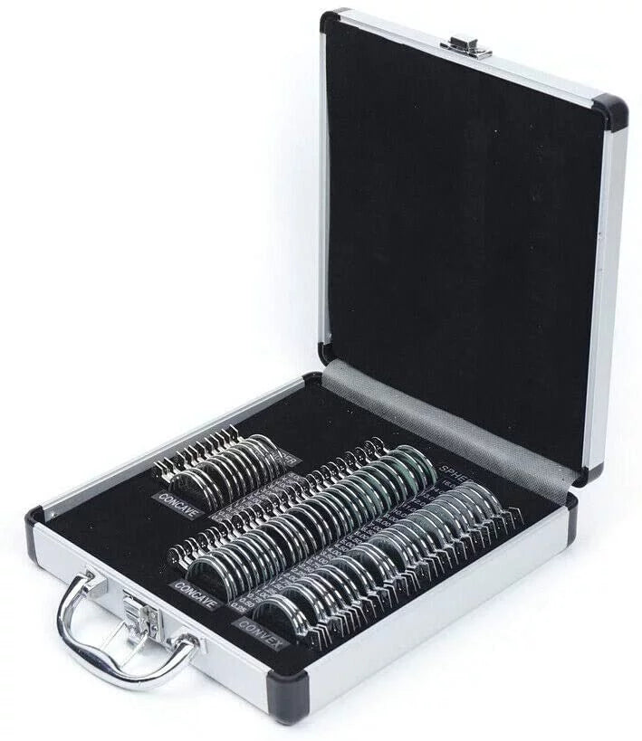 Fetcoi, Optical Trial Lens Set Optometry Kit 68pcs Metal Rim Ophthalmic lenses + Aluminum Case (68pcs/set)