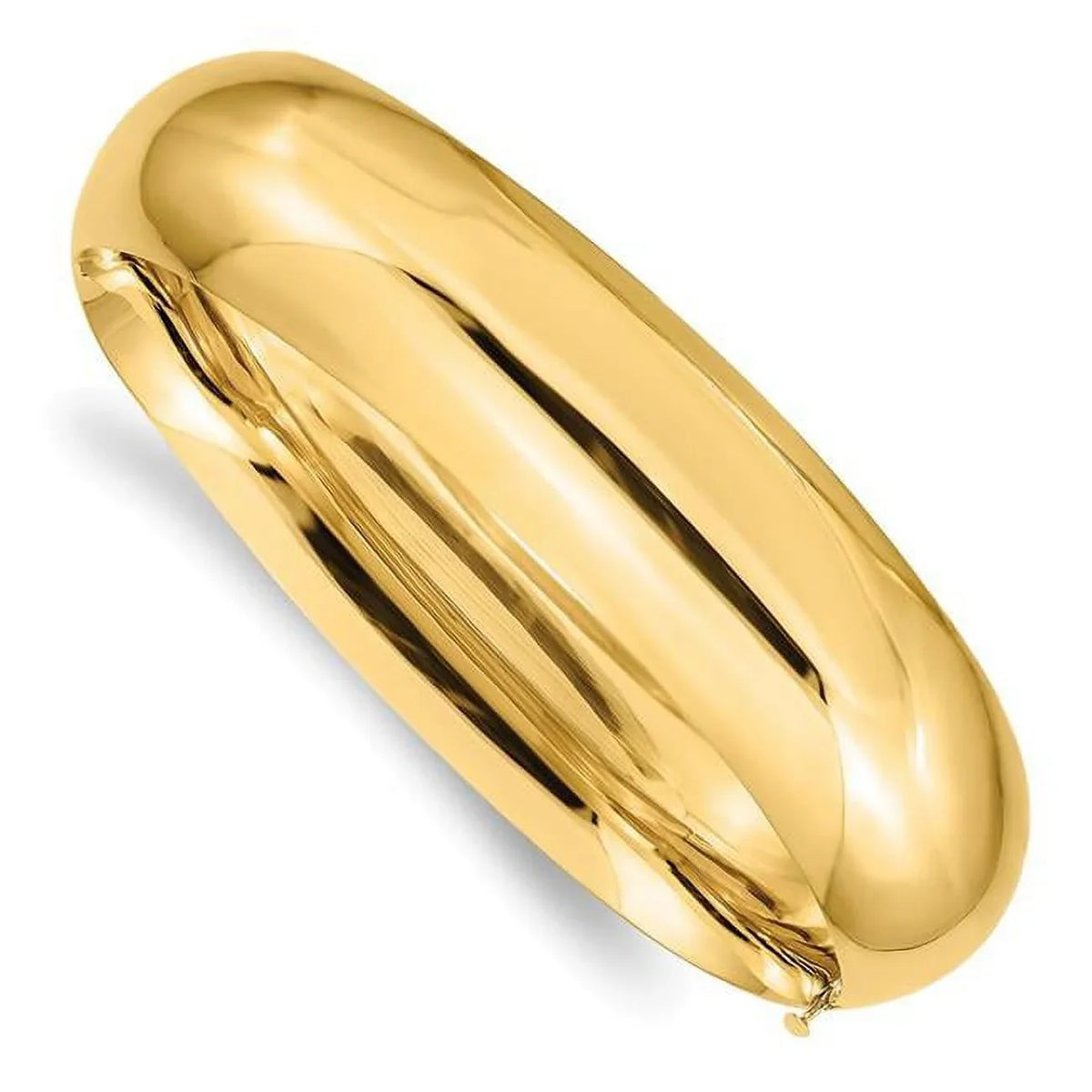 Finest GoldHP11-16O 14K Yellow Gold 0.687 mm Dimensions High Polished Hinged Bangle Bracelet
