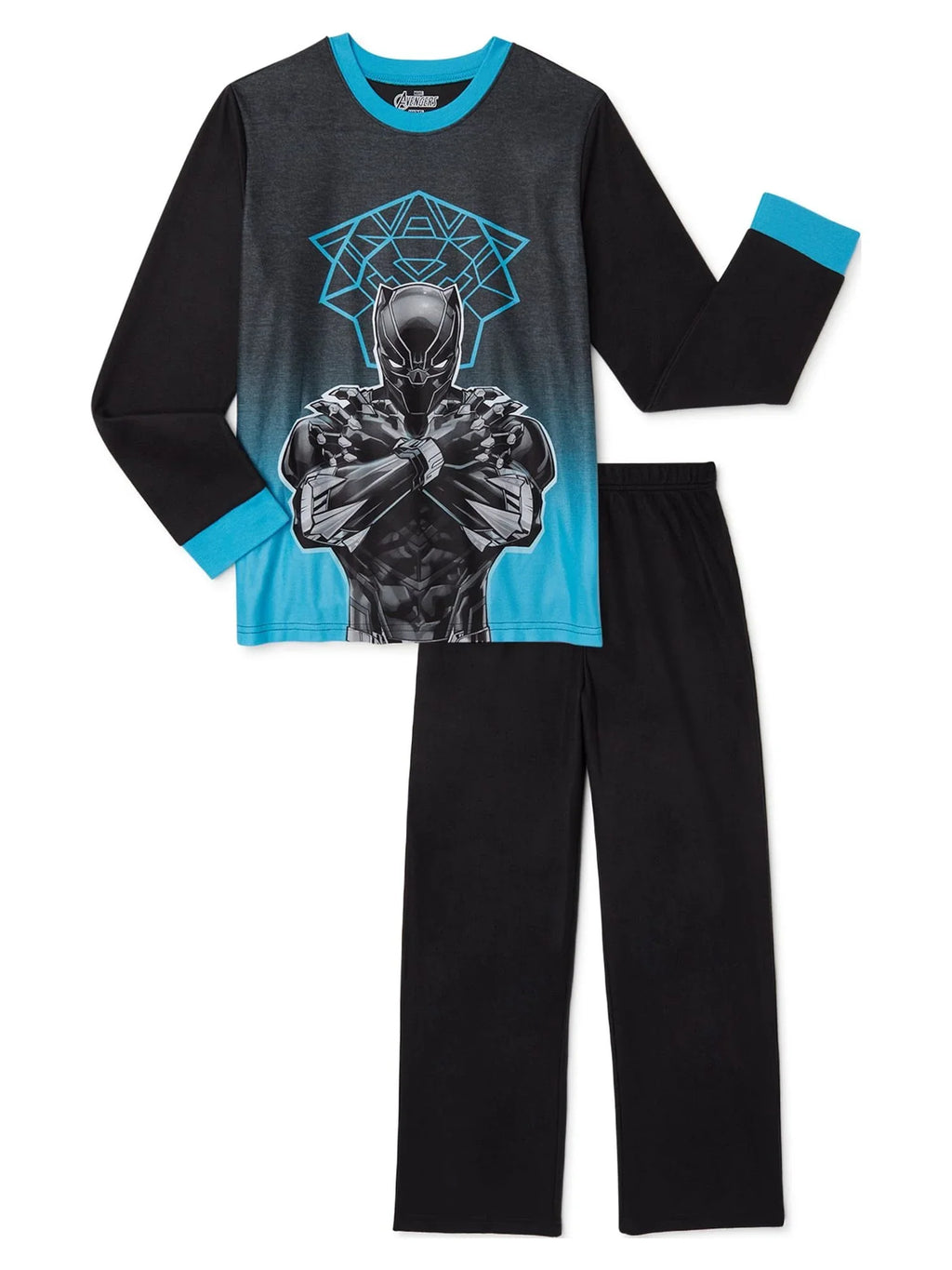 Black Panther Boys Long Sleeve Top and Pants Pajama Sleep Set, 2-Piece, Measurement 4-12