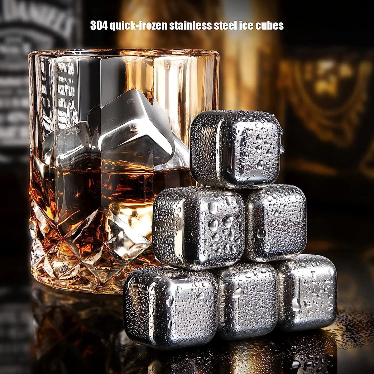 Stainless Steel Whisky Stones Metal Ice Cube Reusable Chilling Rocks Cooling for Scotch Whisky Wine Gin Tonic Drinks Party Men Female Pieces,Color:Heart-Shaped)
