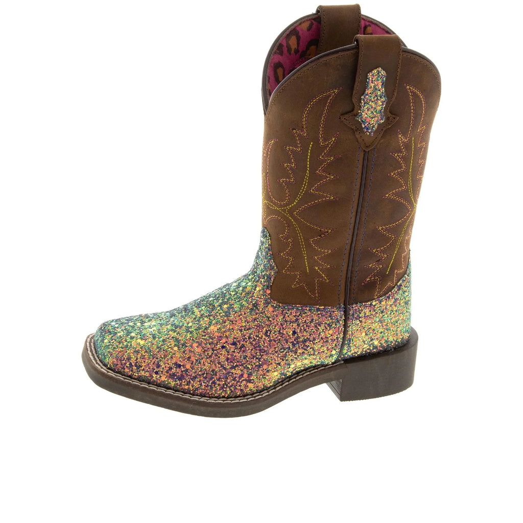 Smoky Mountain Girls' Ariel Western Boot Broad Square Toe Rose 2 D(M) US