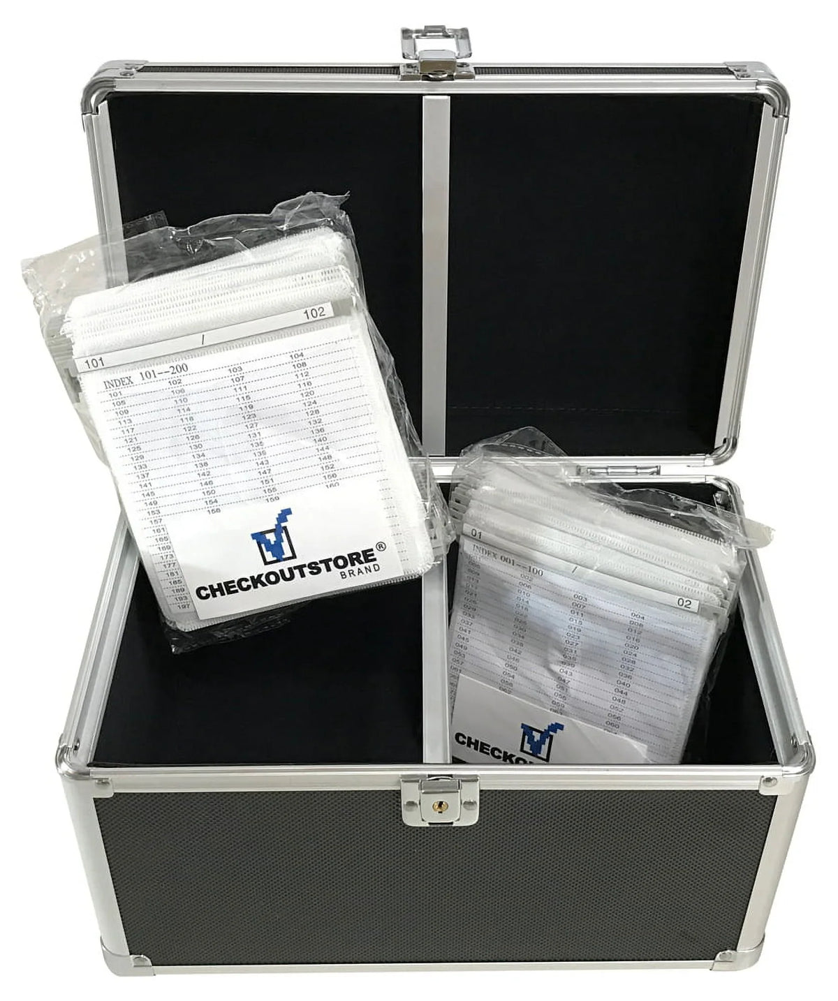 CheckOutStore Black Aluminum CD/DVD Hanging Sleeves Storage Box (Holds 200 Discs)