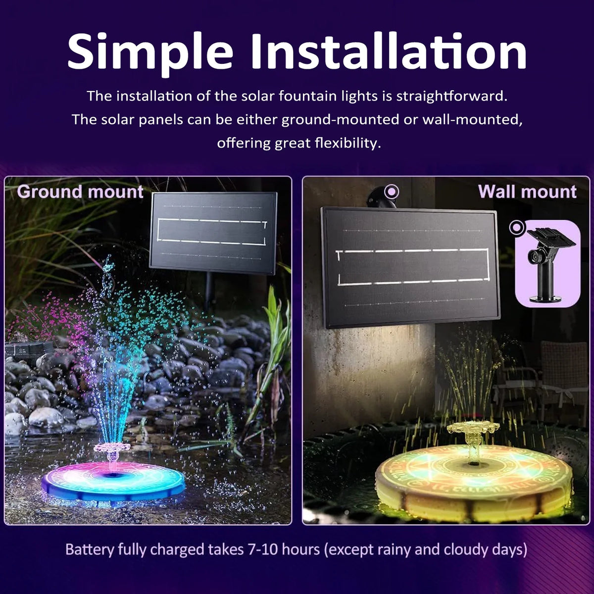 Walmeck Fountain Light, Solar Bath Pond Decoration with Remote Control LED, Outdoor Garden Decor