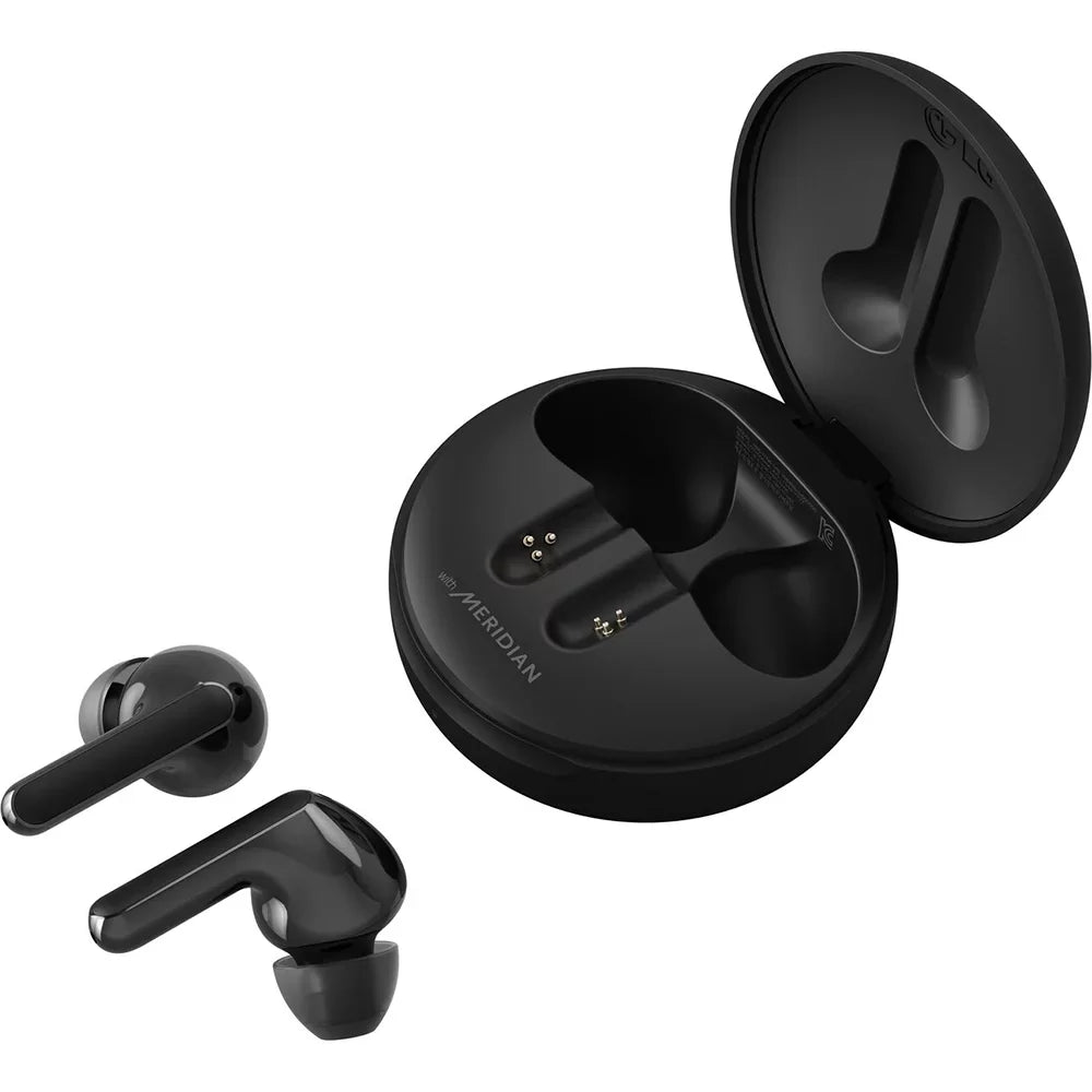 Open Box LG TONE Free FN5W - Wireless Charging True Wireless Bluetooth Earbuds with Meridian Sound, Noise Ruby Dual Microphone for Work/Home Office, iPhone and Android Compatible, Black