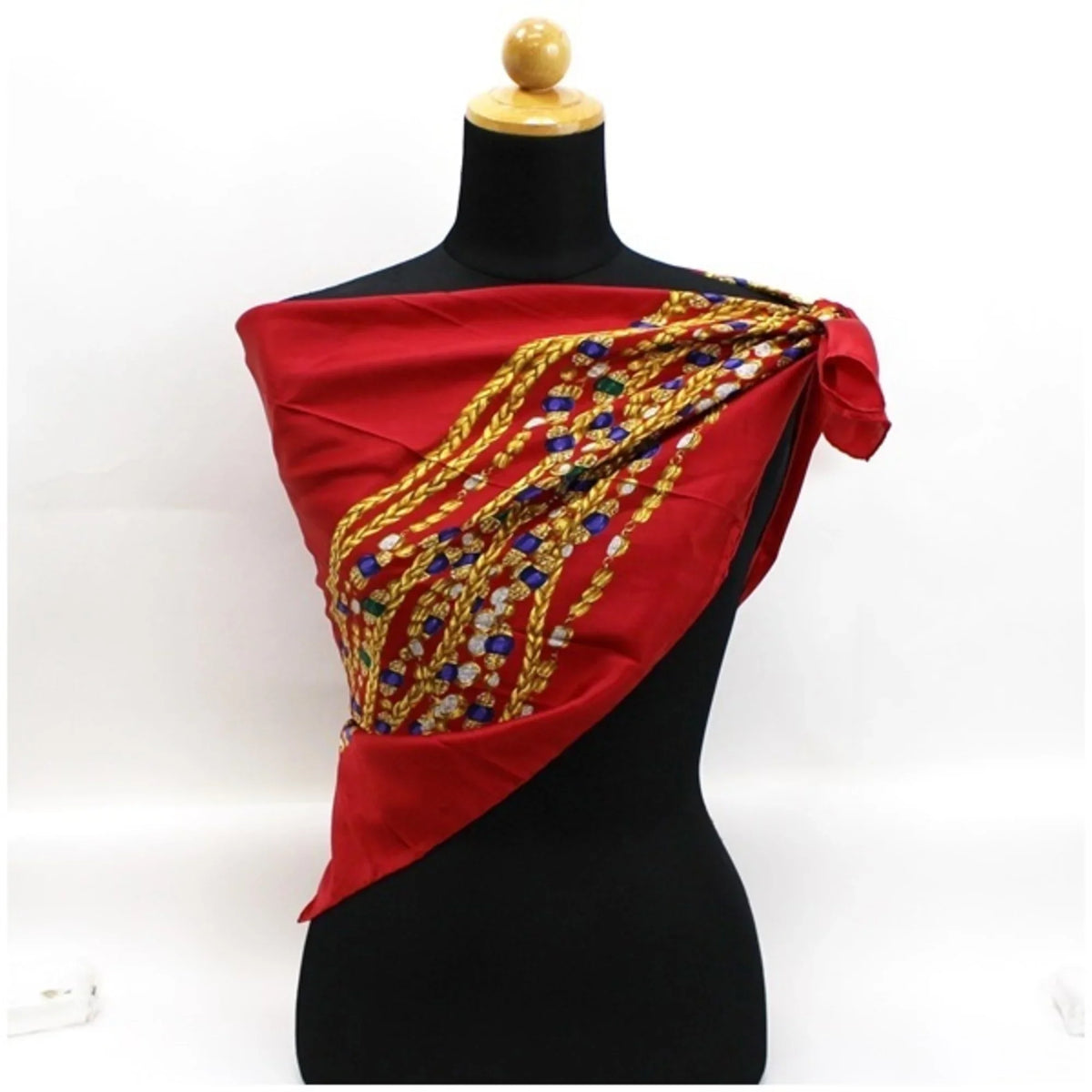 Pre-Owned Chanel silk scarf muffler Burgundy pattern B rank CHANEL ladies (Fair)