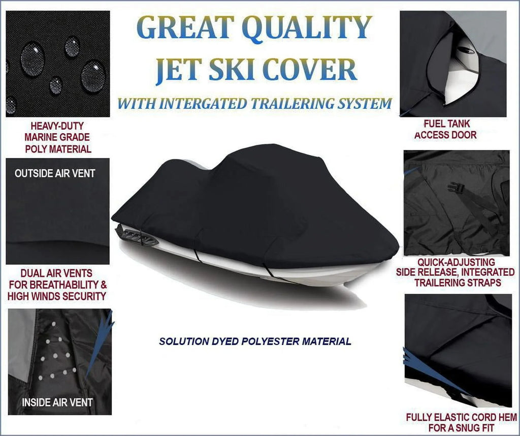BLACK 600 DENIER JetSki Cover Compatible for Bombardier Sea Doo Sea-Doo GTX 4 TEC BLACK 600 DENIER JetSki Cover Compatible for CHARGED 2003 2004 2005 2006 Jet Ski PWC Cover
